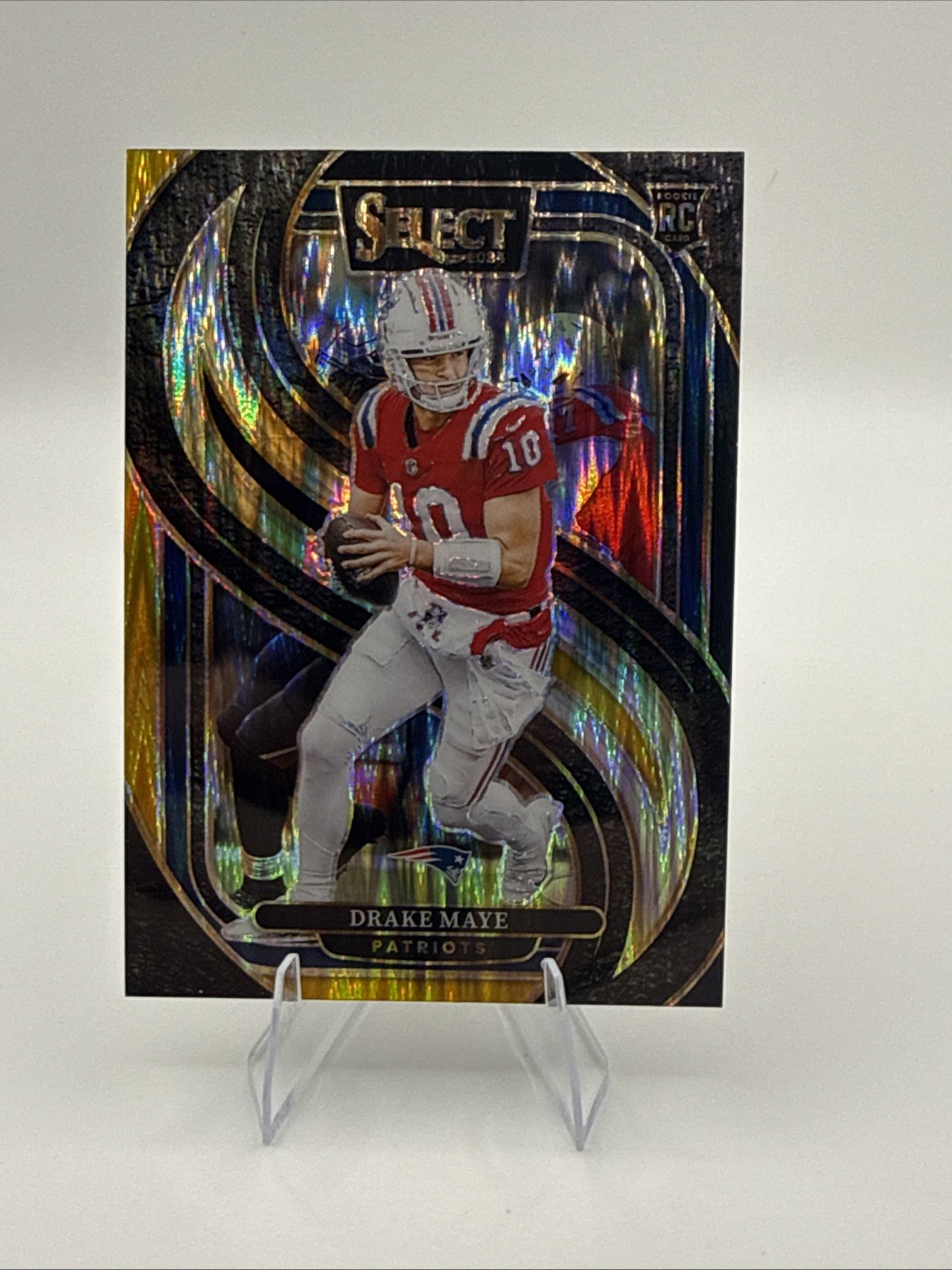 2024 Panini Select - Premier Level Drake Maye #113 Black & Gold Shock Prizm (RC)