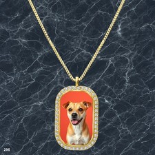 Gorgeous Cute Dog Puppy Pendant Necklace Printed Design Refined Gold Tone Cool