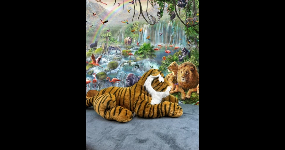 Peluche realista raro tigre león peluche extra grande único casi nuevo relleno Foto 3 de 4