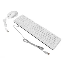 Zunate Mechanical Gaming Keyboard & Mouse Combo, RGB, 3600 DPI, Wired, White