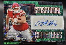 2025 PANINI PRIZM CREED HUMPHREY SENSATIONAL SIGNATURES GREEN SCOPE 33/75 chiefs