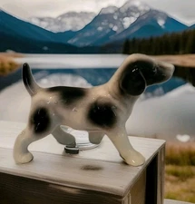 Vintage Ceramic Beagle Fugurine  Made In Japan Black Spots Black And White Dog