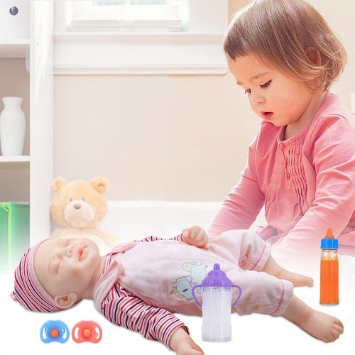  4PCS Doll Feeding Set - Realistic Magic Bottles & Cute Pacifier for Baby Dolls