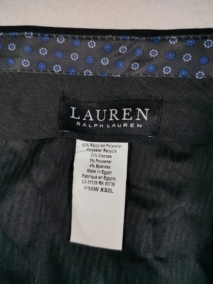 Pantalones Lauren Ralph Lauren Para Hombre 38 Negro Vestido Pantalones Elastizados Carrera Corpcore Foto 3 de 4
