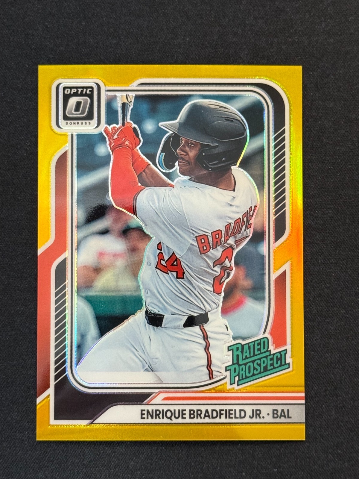 2026 Donruss Baseball #147 Enrique Bradfield Jr. Rated Prospect Optic Gold /10