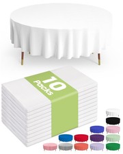 Pureegg Plastic Table Cloth Disposable 10 Pack, 84'' Round 84" Round, White