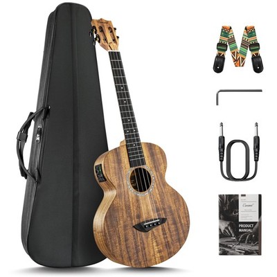 Baritone Ukulele Acacia Electric CB207 Caramel with Gig Bag Acoustic Truss Strap