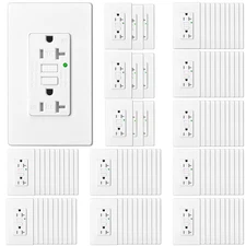 Electrical Outlet GFCI 20Amp AC Ground Fault Receptacle WR TR w/ Cover White×100