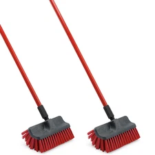 60 In. High Power Dual Surface Floor Scrub Brush with 60 In. Steel Handle (2-Pac