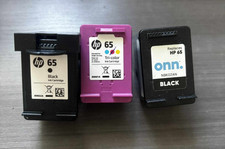 Lot of 3 Empty hp65 Ink Cartridges HP  ONN EMPTY