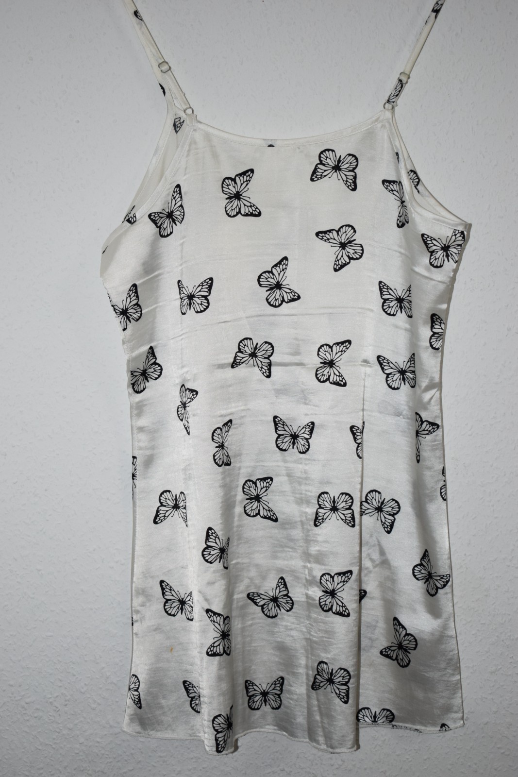 Y2K Aesthetic White Satin Butterfly Mini Dress image 3