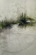 Original Watercolour Picture 45x61cm, Painting, Winter Landscape, Wall Art, Artwork