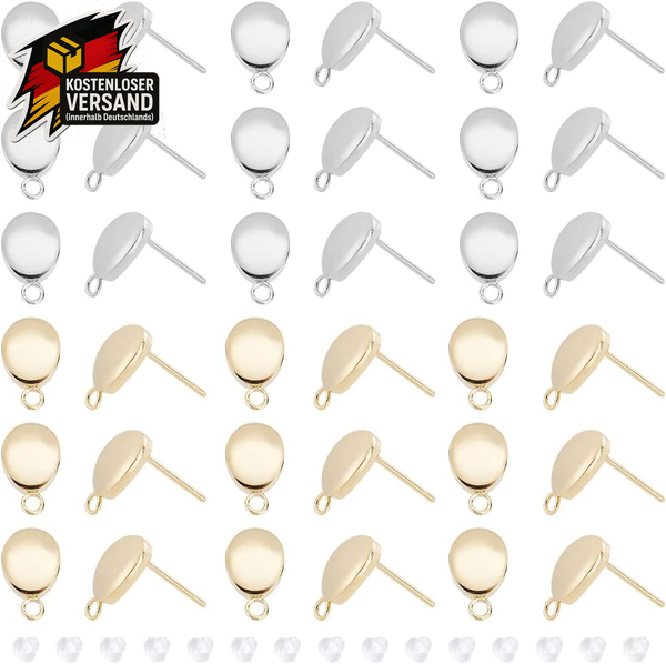 Dicosmetic 40 StüCk 2 Farbens Oval Ohrstecker ZubehöR Edelstahl Ohrstecker Mit S-image