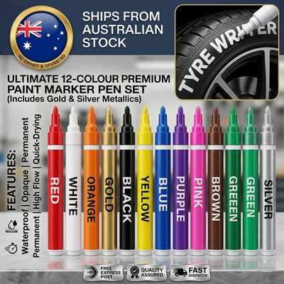 FlySea FS-110 12 Colour Paint Marker Set Oil Based Waterproof Permanent Pens AU