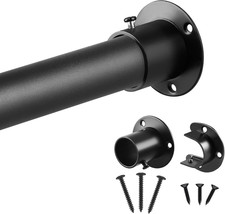 32Mm Wardrobe Rail, Heavy Duty Black Stainless Steel Retractable Wardrobe Rod, W