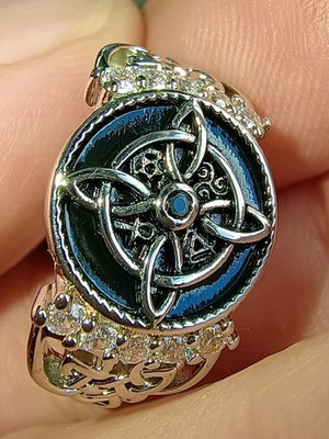 Keltischer Hexenknoten Ring 925 Silber Kupfer Trinity Zirkon Gr. 10 + Geschenkbox