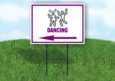 DANCING PURPLE ARROW LEFT Yard Sign Road with Stand LAWN SIGN Single sided