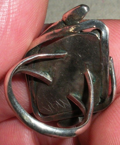 VINTAGE ZUNI TURQUOISE SNAKE DESIGN STERLING SILVER RING SIZE 6 1/4 vafo - Picture 8 of 9
