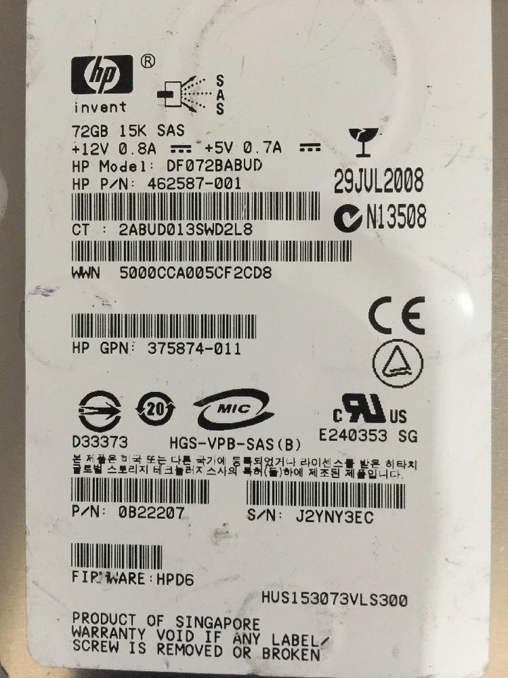 - 4x HP 72GB 15K SAS 3.5"  462587-001 375874-011 0B22207 HUS153073VLS300 @@@  - Image 2 of 2