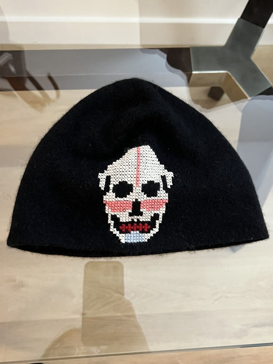 Skull Cashmere Embroidered Skull Beanie, Excellent Condition Lucien PellatFinet Skull Embroidery Cashmere Beanie Grey (K  main image 2