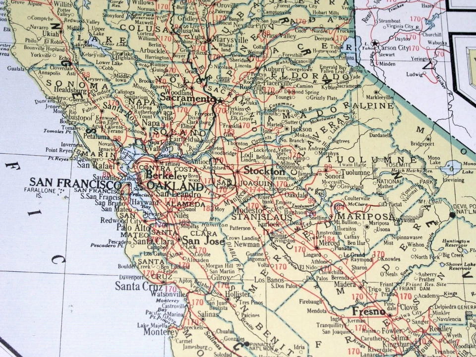 Mapa de California/Arkansas 1943 vintage de la Segunda Guerra Mundial Foto 3 de 4