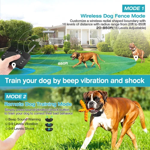 Recinzione Elettrica per Cani 2 in 1 Wireless Recinzione per Cani Collare Sistema di Contenimento per Animali Domestici - Foto 11 di 68