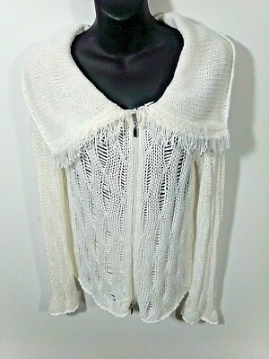 Siste's Italy Women's Sweater Zip Up Large Knit Long Sleeve Cotton Blend 