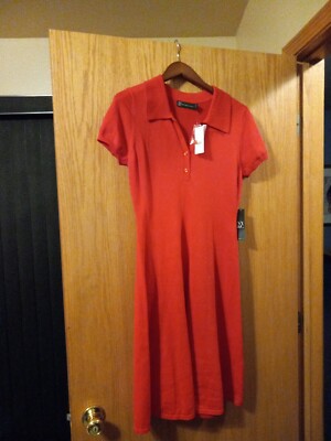 Womens NY & C ompany Dress Red Short Sleeve Med 38 Long 17 Armpit To Armpit 
