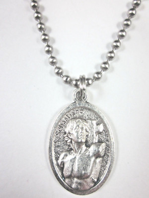 St Sebastian Medal Italy Pendant Necklace 24" Ball Chain Gift Box ...