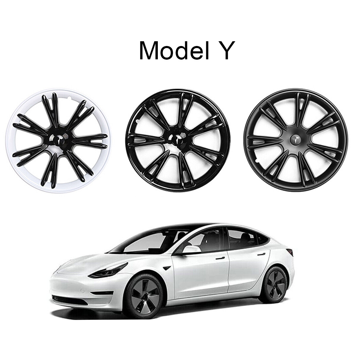 Tesla Model Y Wheel Hub Caps 19 Inch Rim Cover Hubcap Hub Cap Black Set of 4