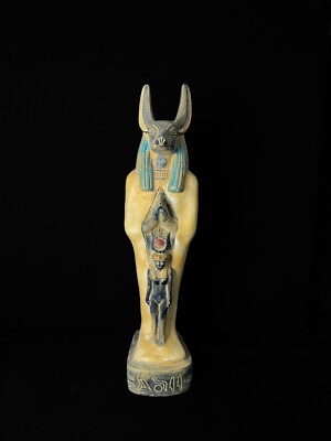 Egyptian Dog God Anubis Statue from Basalt Stone , Manifest Jackal God Statue
