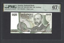 Austria 100 Schilling 1984 (ND 1985) P150 Uncirculated Grade 67