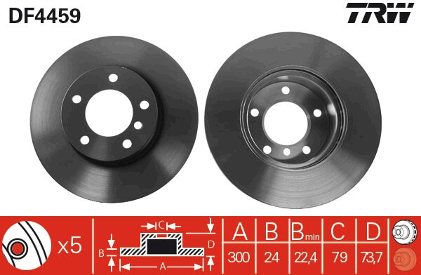 Disque de frein TRW DF4459 pour BMW : pack de 2 en acier premium pour un freinage haute performance