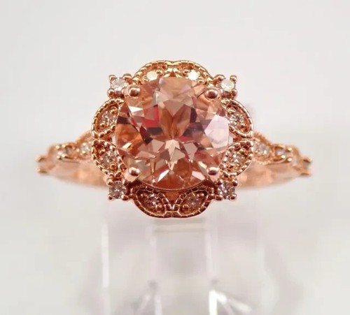 14k Rose Gold Plated 2.35Ct Round Simulated Morganite Women's ...