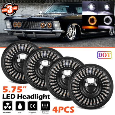 4PCS 5 3/4'' 5.75'' LED Headlights Start up Halo DRL Fit Buick Riviera 1963-1974