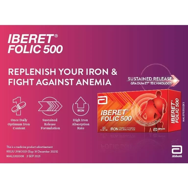 Complejo Vitamina C y B Hierro 30'S Abbott Iberet Folic 500 para Anemia Foto 4 de 4