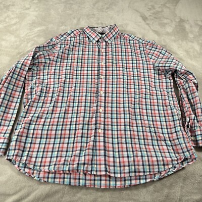 JOHNSTON MURPHY Dress Shirt Mens 2XL Multicolor Check Plaid Flip Cuff JOHNSTON MURPHY Dress Shirt Mens 2XL Multicolor Check Plaid Flip Cuff