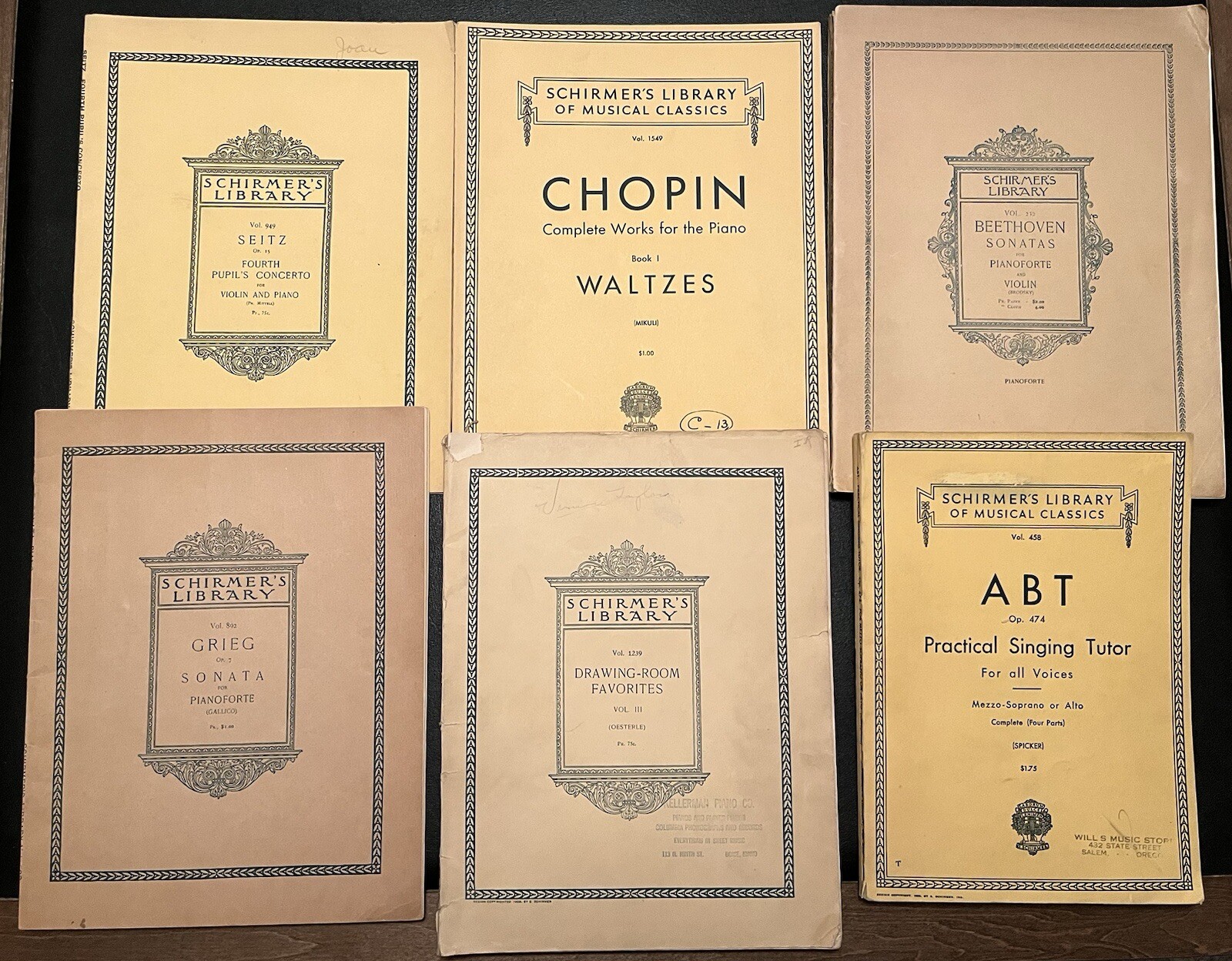 Lot of 6 Vintage Schirmer’s Library Books of Piano Sheet Music, Beethoven+ More!