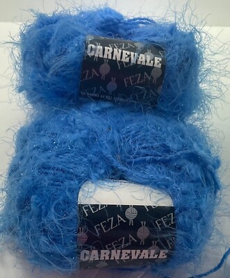 Feza Carnevale MetallicYarn Lot of 2 Blue  Metallic Nylon New Vintage