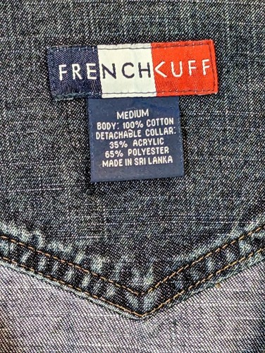 Denim Jean Crop Jacket Womens Sz M Faux Fur Sherpa Trim French Cuff Moto Y2K - Picture 5 of 15