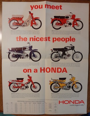 1965 Honda 12-page sales brochure/poster CA-102 CA-100 CA-200