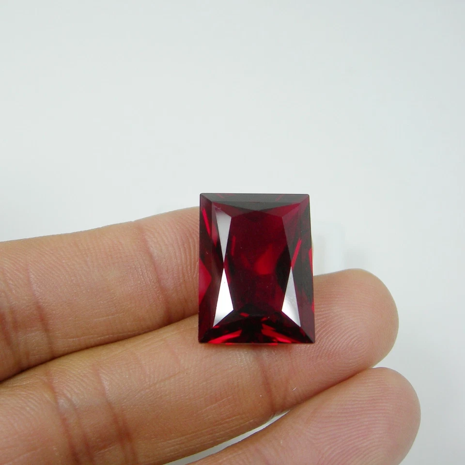 33.64 carats Princess 21x15mm Ruby Red Color Created Large Statement Gemstone - Image 2 of 4