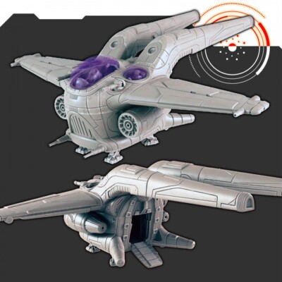 Sci-Fi Sparrowhawk Spaceship 32mm Tabletop Terrain Miniature Set, Fiction, Space