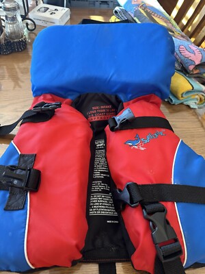 Youth Child Red Life Jacket US Coast Guard Approved 20-25 Lbs. Dwk