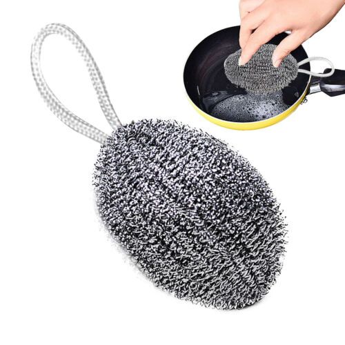 6PCS Stainless Steel Kitchen Cleaning Sponges Scouring Pad Steel Wool Scrubber