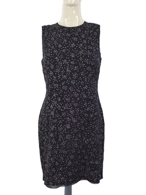 Elegantes Vintage schwarzes Kleid Glitzer Konfetti glänzend gepunktet Mona Lisa Gr. S