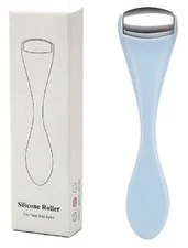 Mini Eye Face Roller Massager Stainless Steel Ice Silicone Relief Pain Blue