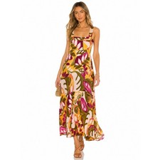 Vince Camuto Printed Square-Neck Smocked-Back Sleeveless Maxi Dress Size XL