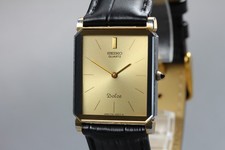  Exc 5 SEIKO Dolce 7730-5020 25mm Gold Dial Black Band Quartz Men's Watch