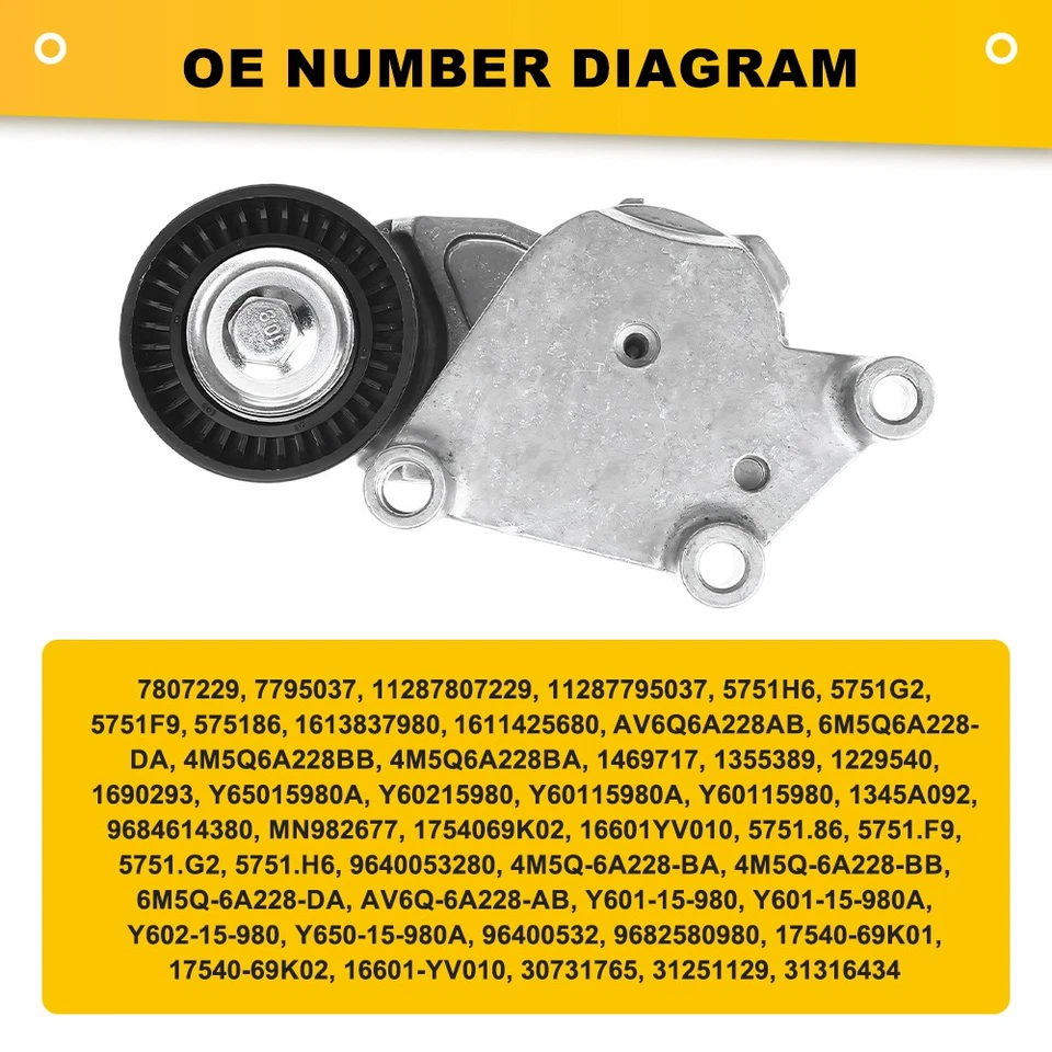 Drive Belt Tensioner For Citroen C2 C3 C4 Berlingo Peugeot 206 307 1.4 1.6 HDi - Image 2 of 4